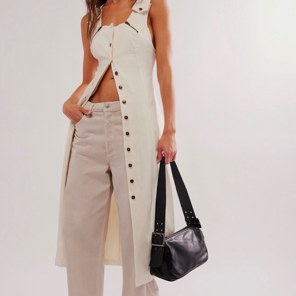 Free People Cream Button-Front Midi Dress - Picture 3 of 7